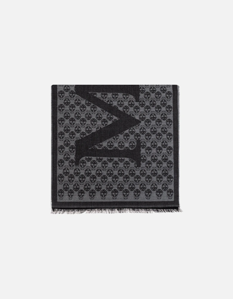 All Over Skull Print Scarf Black