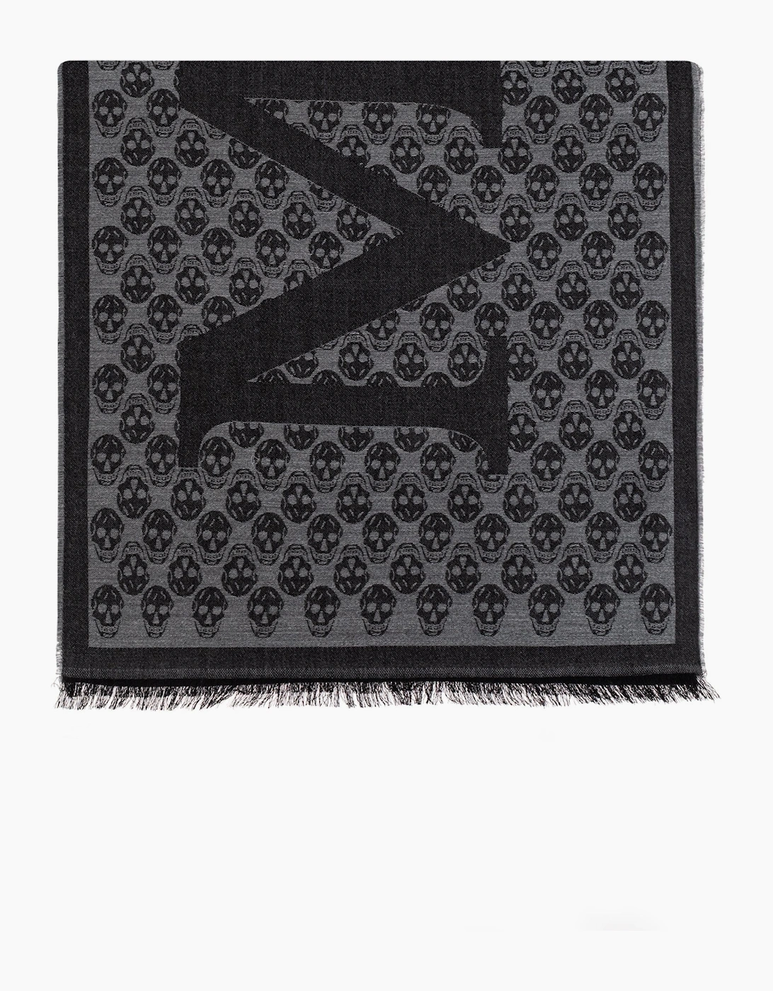 Alexander Mcqueen Men's All Over Skull Print Scarf Black - Grey - Size: OS
