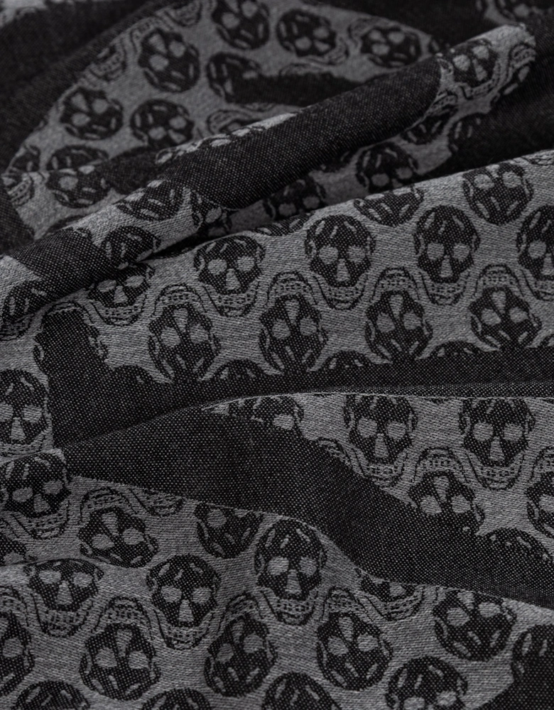 All Over Skull Print Scarf Black