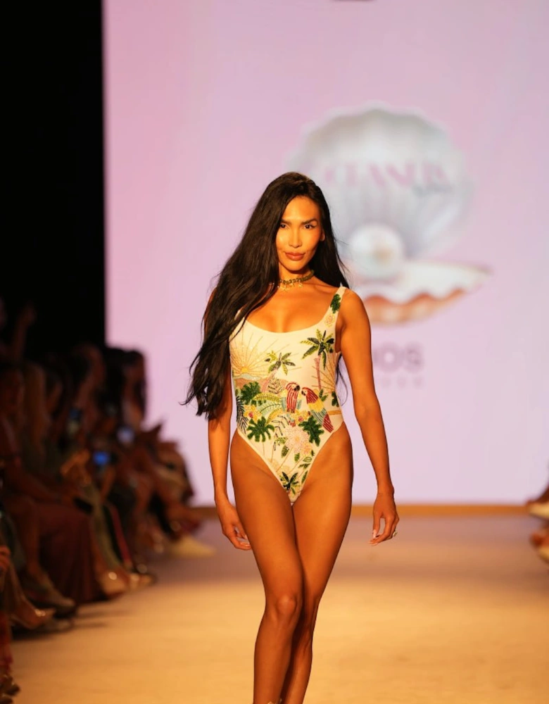 Maya Scoop Back Tropical Swimsuit Pink