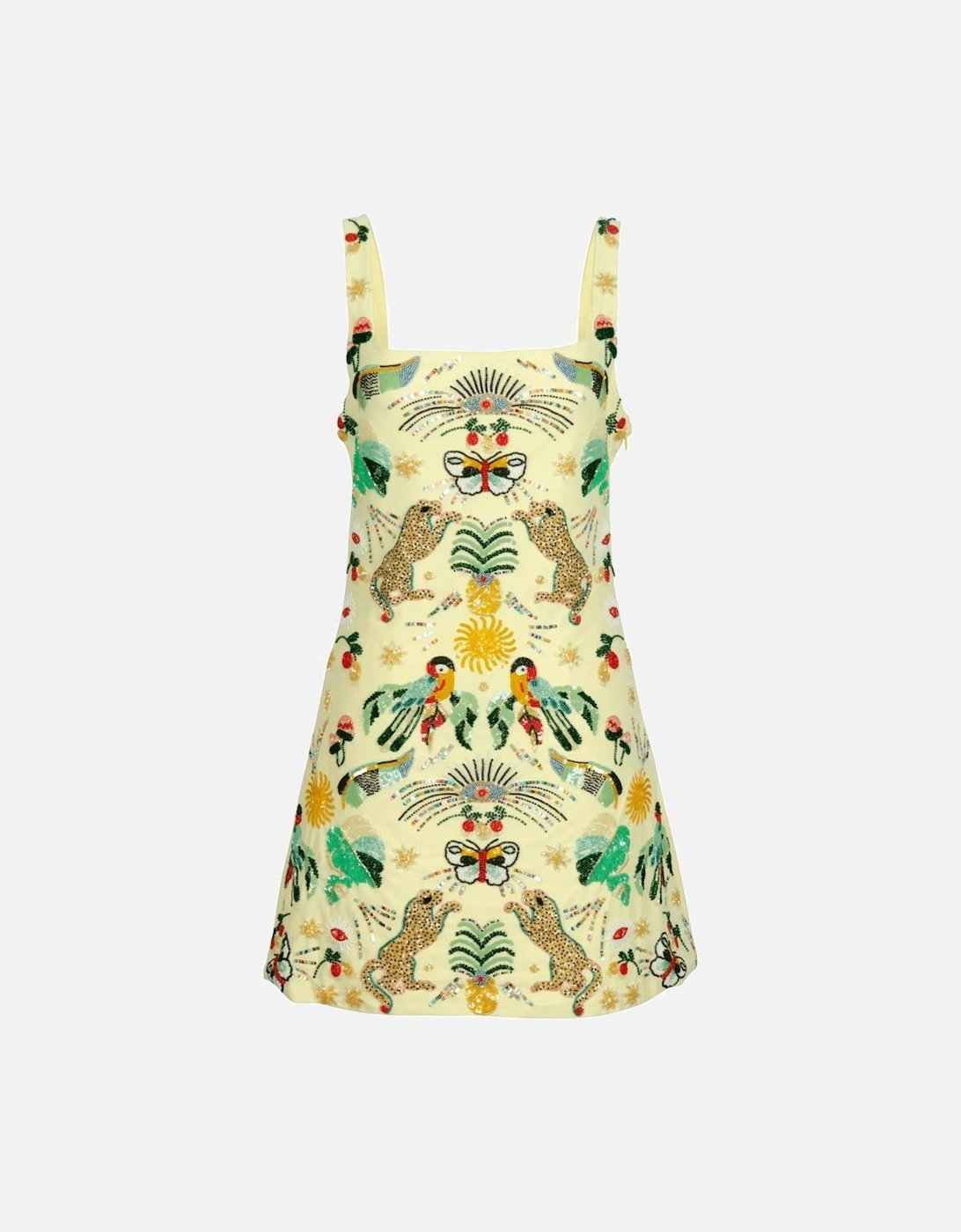 Aurelia Embroidered Luxury Sequin Mini Dress Yellow