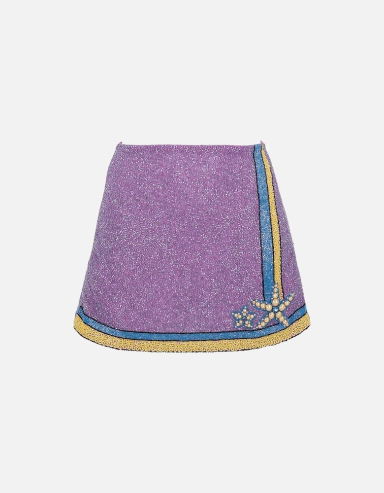 Monni Co-ord Hand Embroidered Crystal Skirt Purple