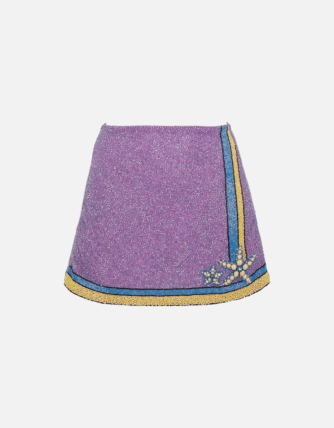 Monni Co-ord Hand Embroidered Crystal Skirt Purple
