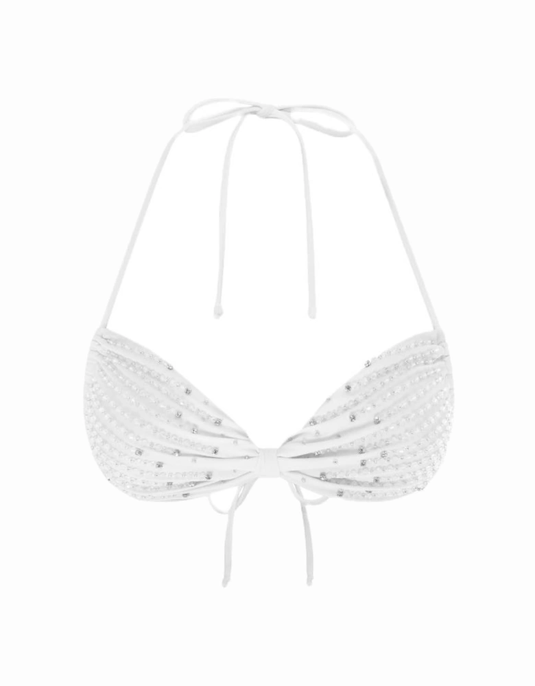 Ophelia Hand Embroidered Summer Bikini Top White