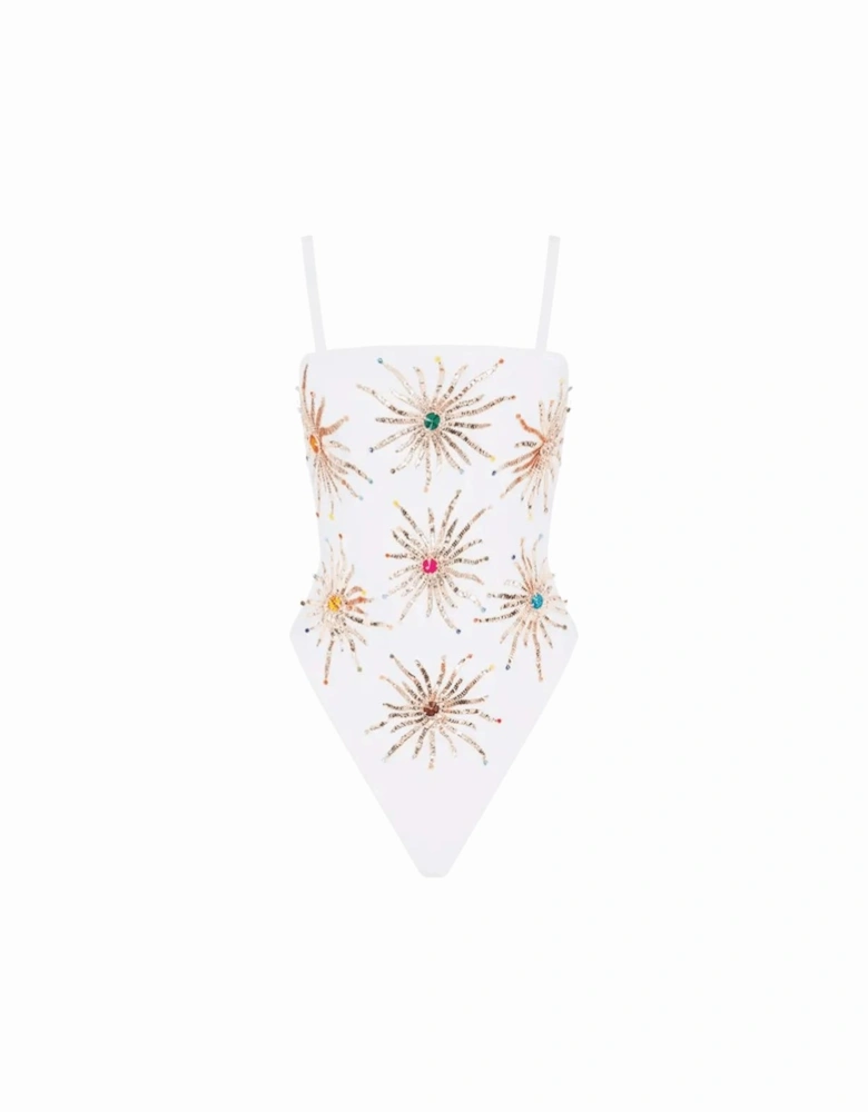 Dolly Two Strap Retro Swimsuit White
