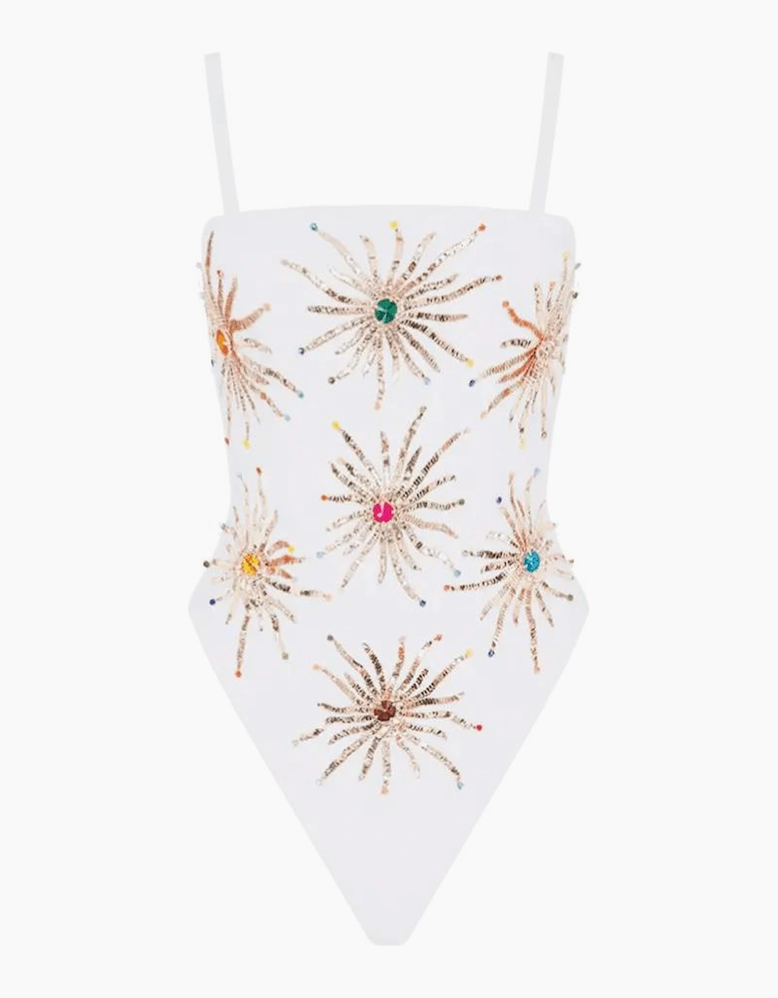 Oceanus Women's Dolly Two Strap Retro Swimsuit White - Size: M