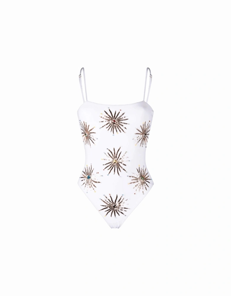 Dolly Two Strap Retro Swimsuit White