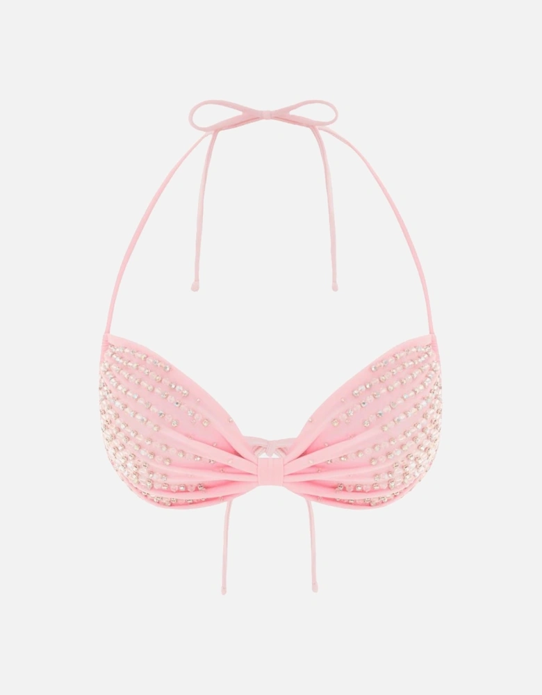Ophelia Hand Embroidered Summer Bikini Top Pink