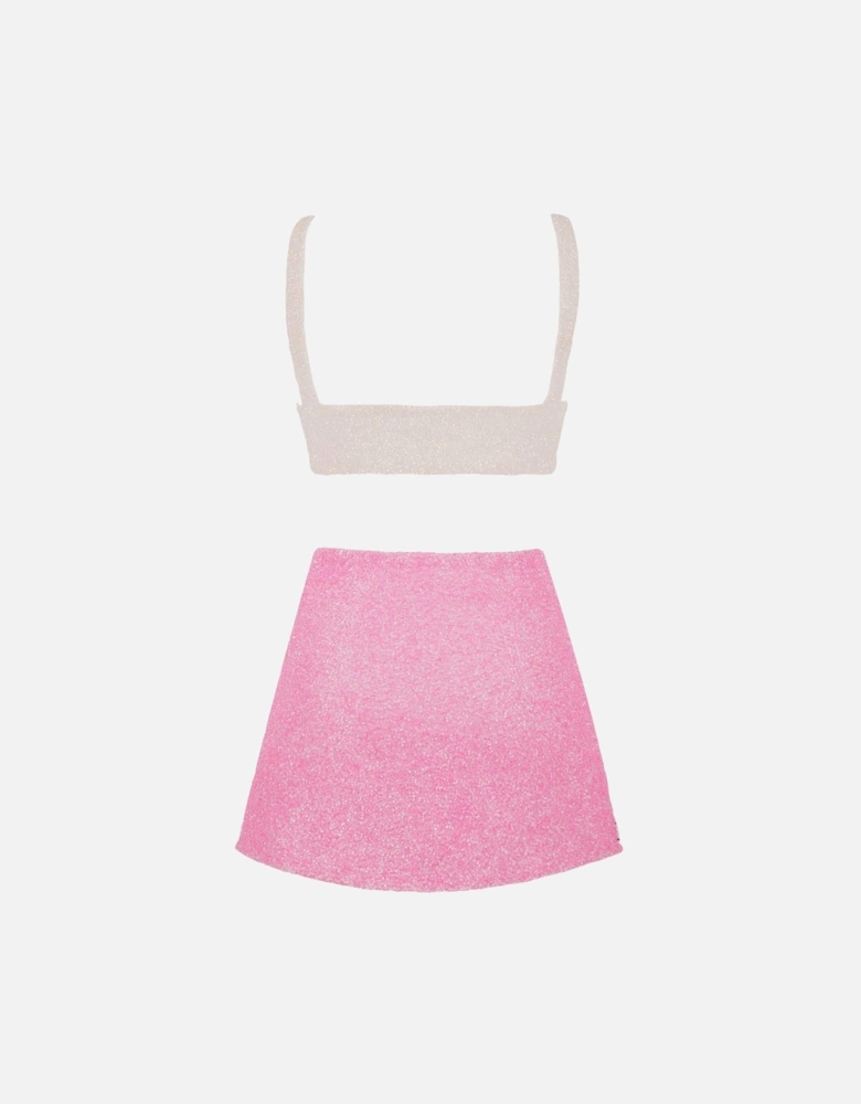 Vegas Beaded Mini Pink Party Beach Co-ord Top