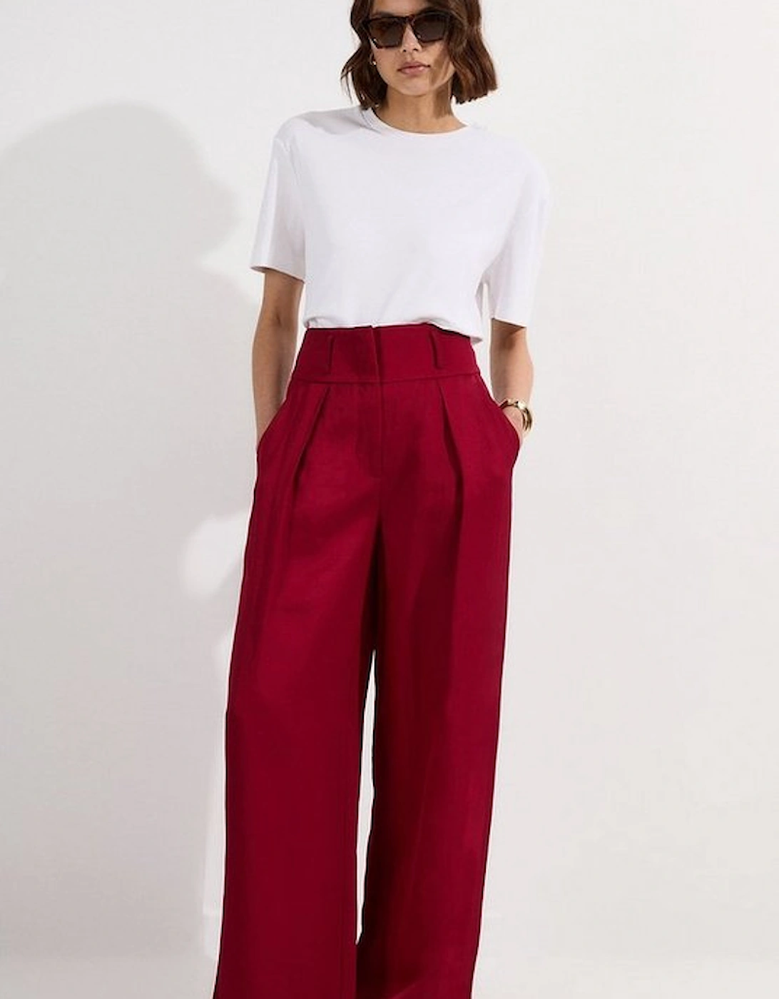 Tailored Viscose Linen Wide Leg Trouser, 5 of 4