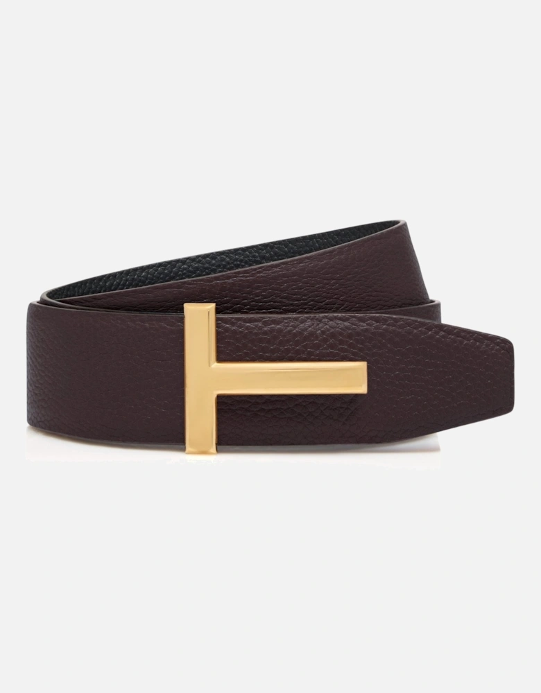 Leather Reversible T Belt 40cm Oxblood