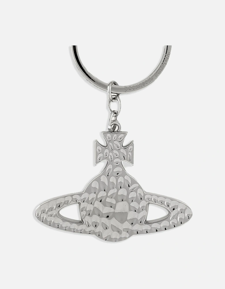 Hammered Orb Keyring Silver
