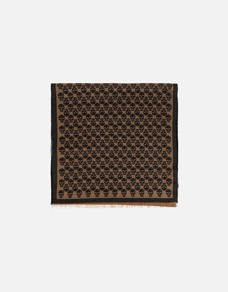 Skull Monogram Scarf Brown