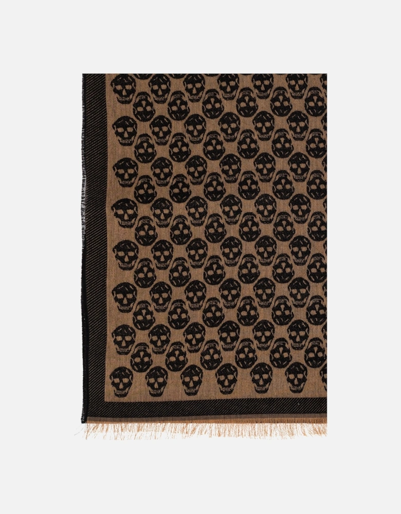 Skull Monogram Scarf Brown