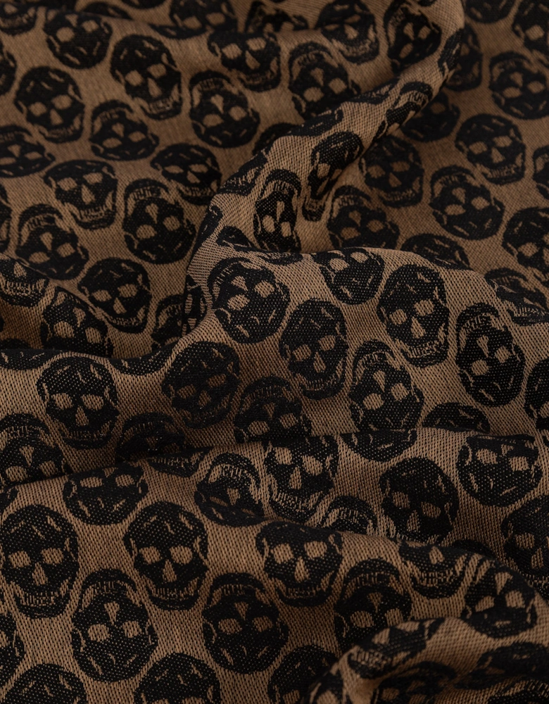 Skull Monogram Scarf Brown