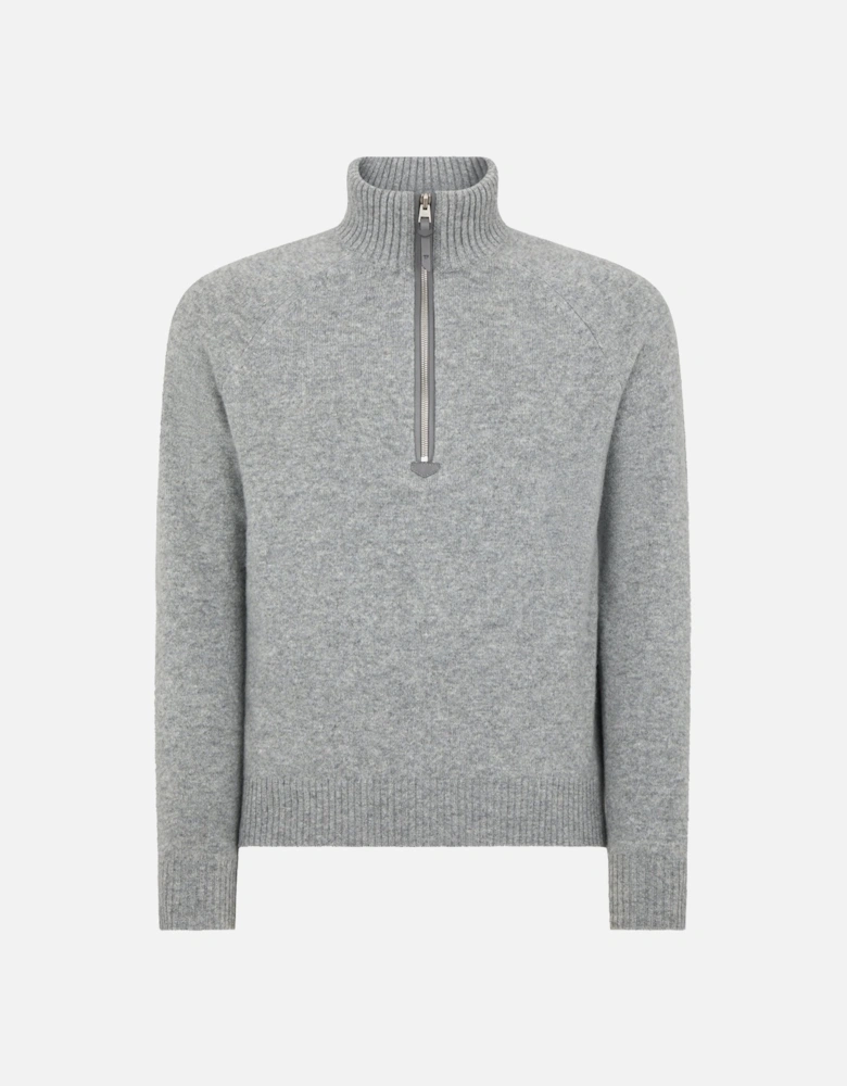 Cashmere Mix Quarter Zip Sweater Grey