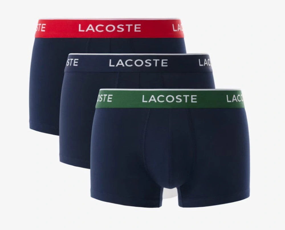 Lacoste Men's Black 3-Pack Casual Boxer Trunks, Navy - : 32/33/32 Medium