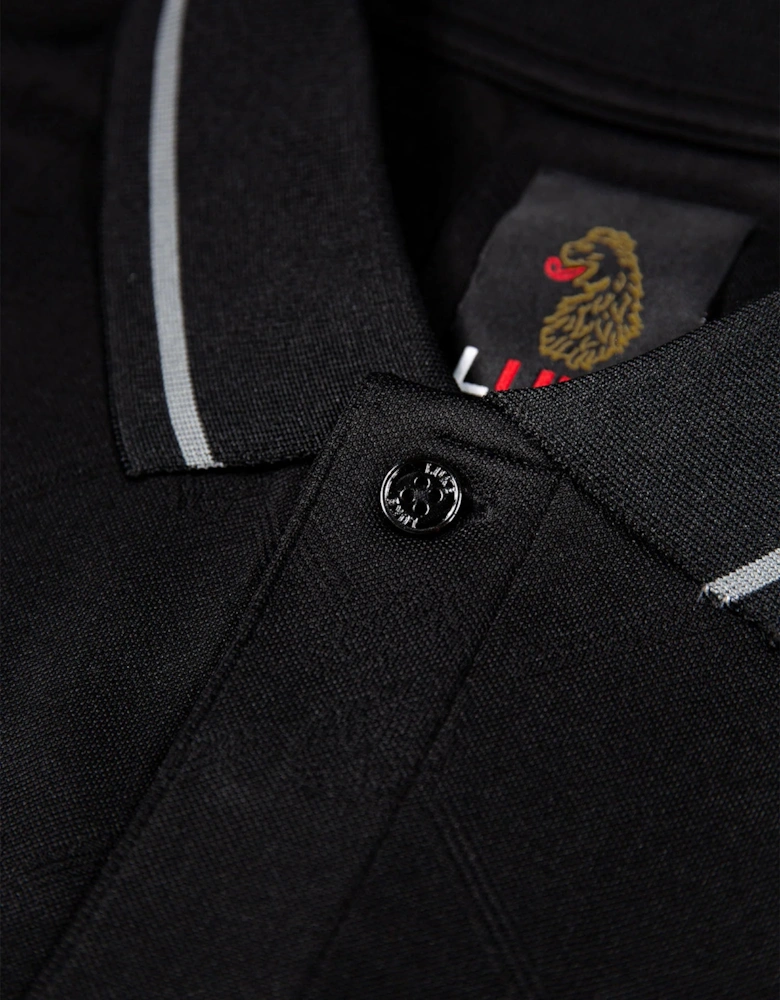 Luke1977 Saxon Textured Polo Shirt - Black