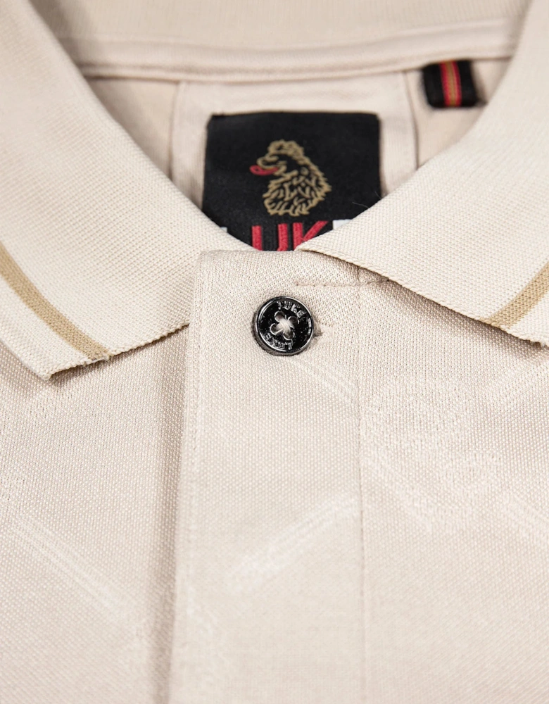 Luke1977 Saxon Textured Polo Shirt - Dark Ecru