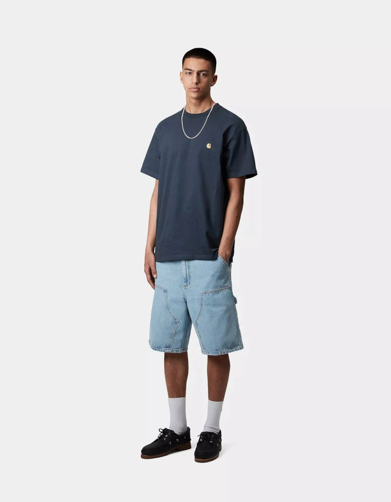 CARHARTT S/S CHASE T-SHIRT DUSKY BLUE/GOLD