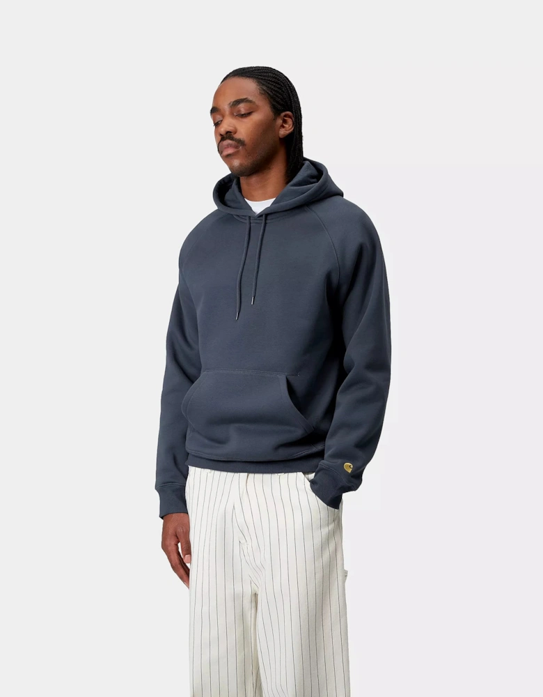 CARHARTT HOODED SWEATSHIRT DUSKY BLUE/GOLD
