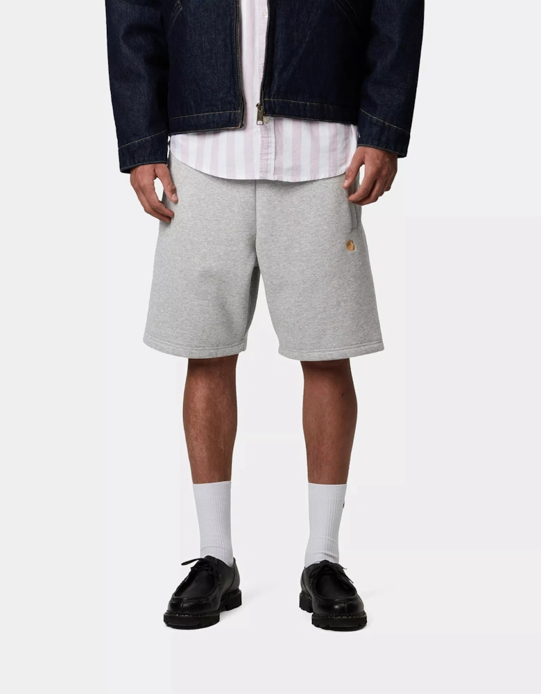 CARHARTT CHASE SWEAT SHORT GREY HEATHER/GOLD