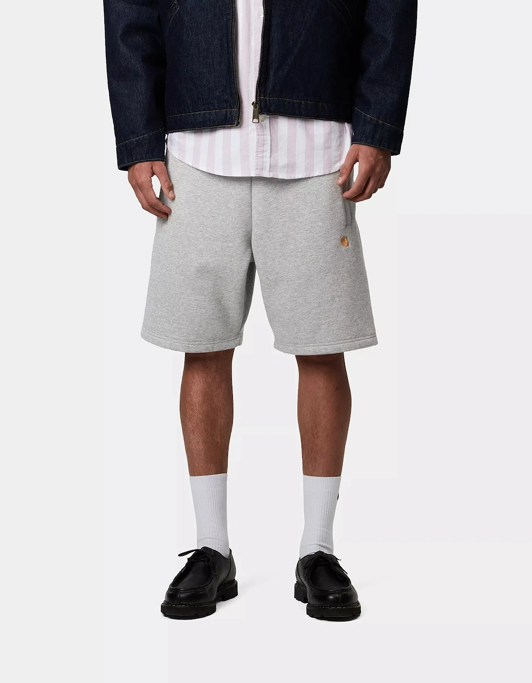 CARHARTT CHASE SWEAT SHORT GREY HEATHER/GOLD