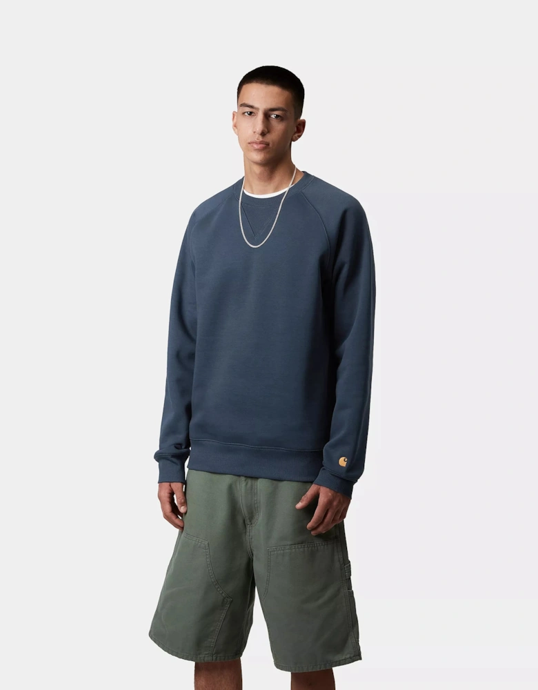 CARHARTT CHASE SWEATSHIRT DUSKY BLUE/GOLD
