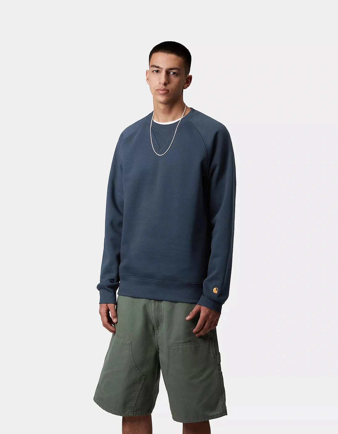 CARHARTT CHASE SWEATSHIRT DUSKY BLUE/GOLD