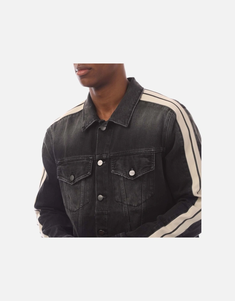 Black Wash Denim Track Jacket