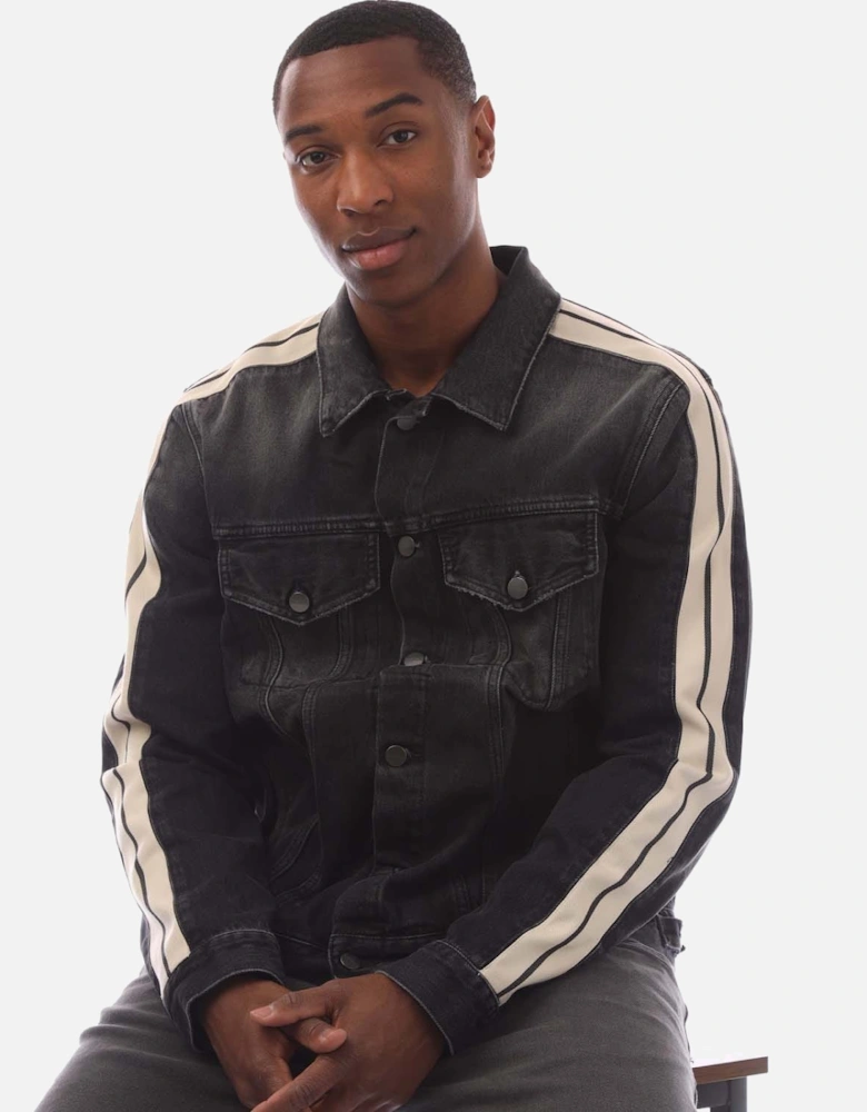 Black Wash Denim Track Jacket