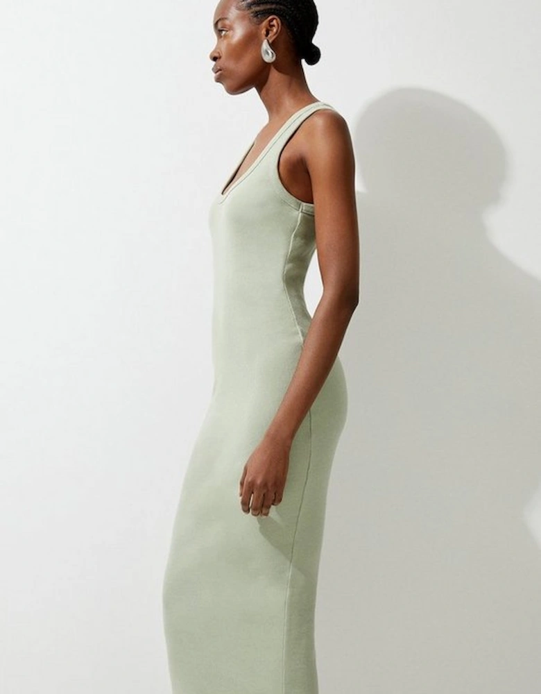 Petite Compact Jersey Rib Racer Maxi Dress