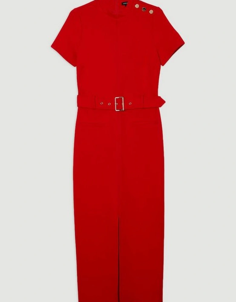 Belted Ponte Midi Dress