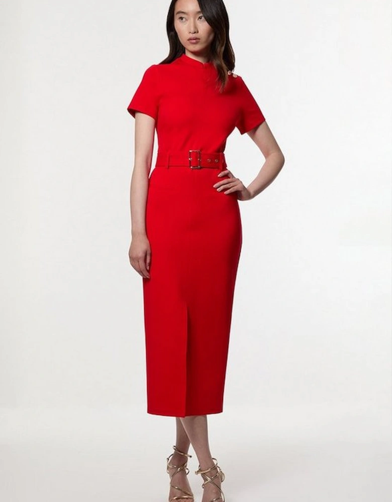 Belted Ponte Midi Dress