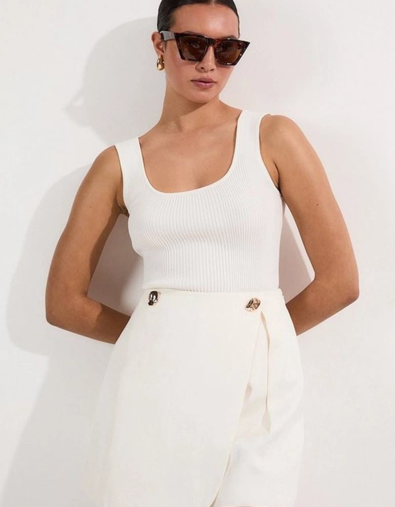 Viscose Linen Tailored Wrap Skort