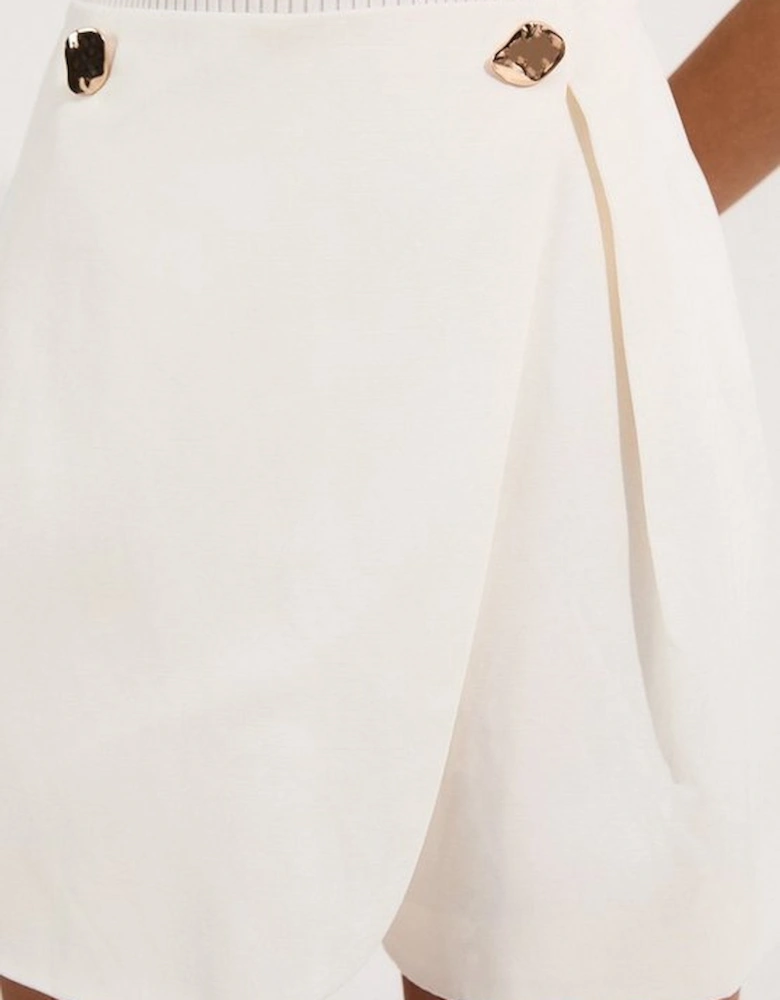 Viscose Linen Tailored Wrap Skort