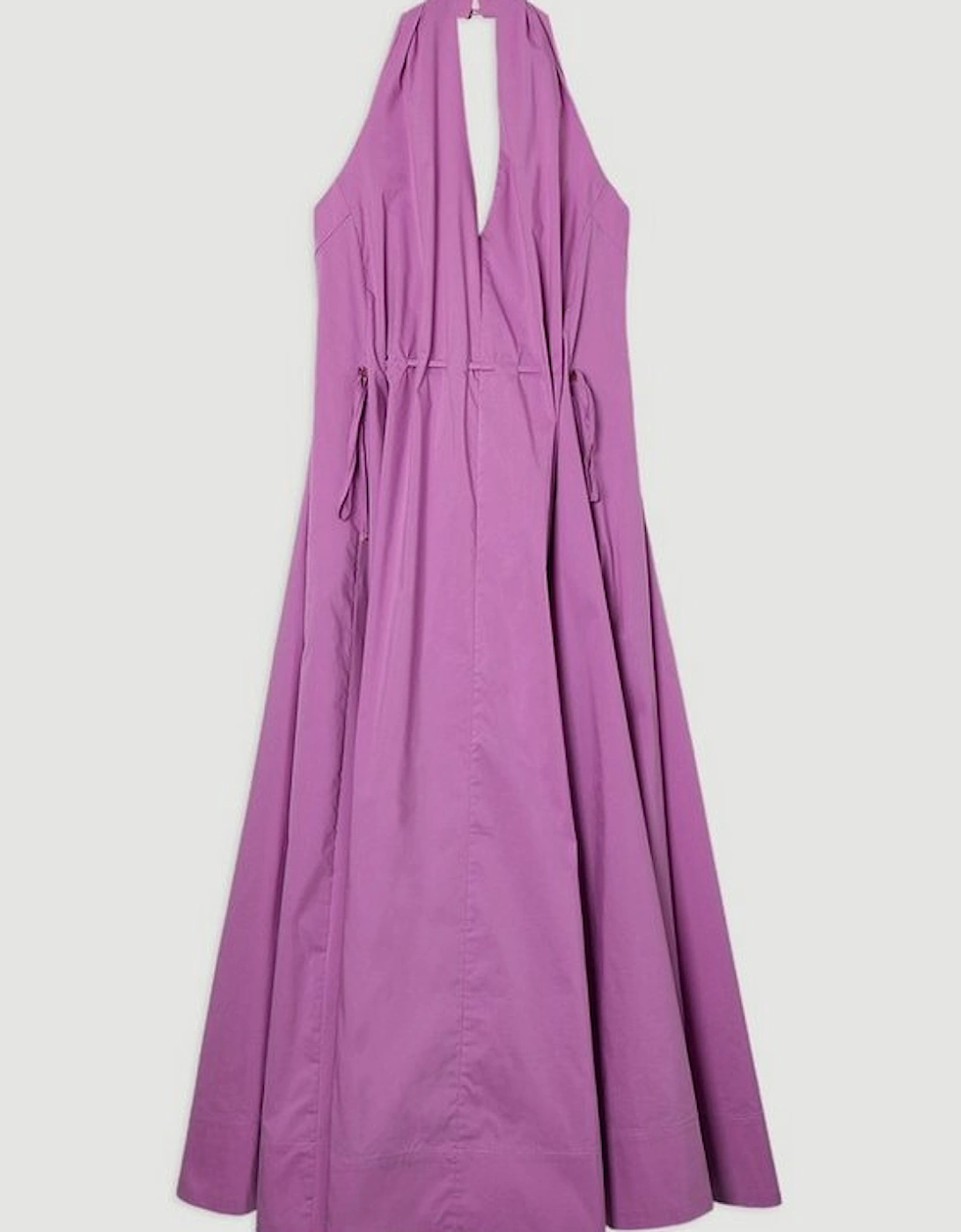 Cotton Ruched Waist Woven Midi Dress