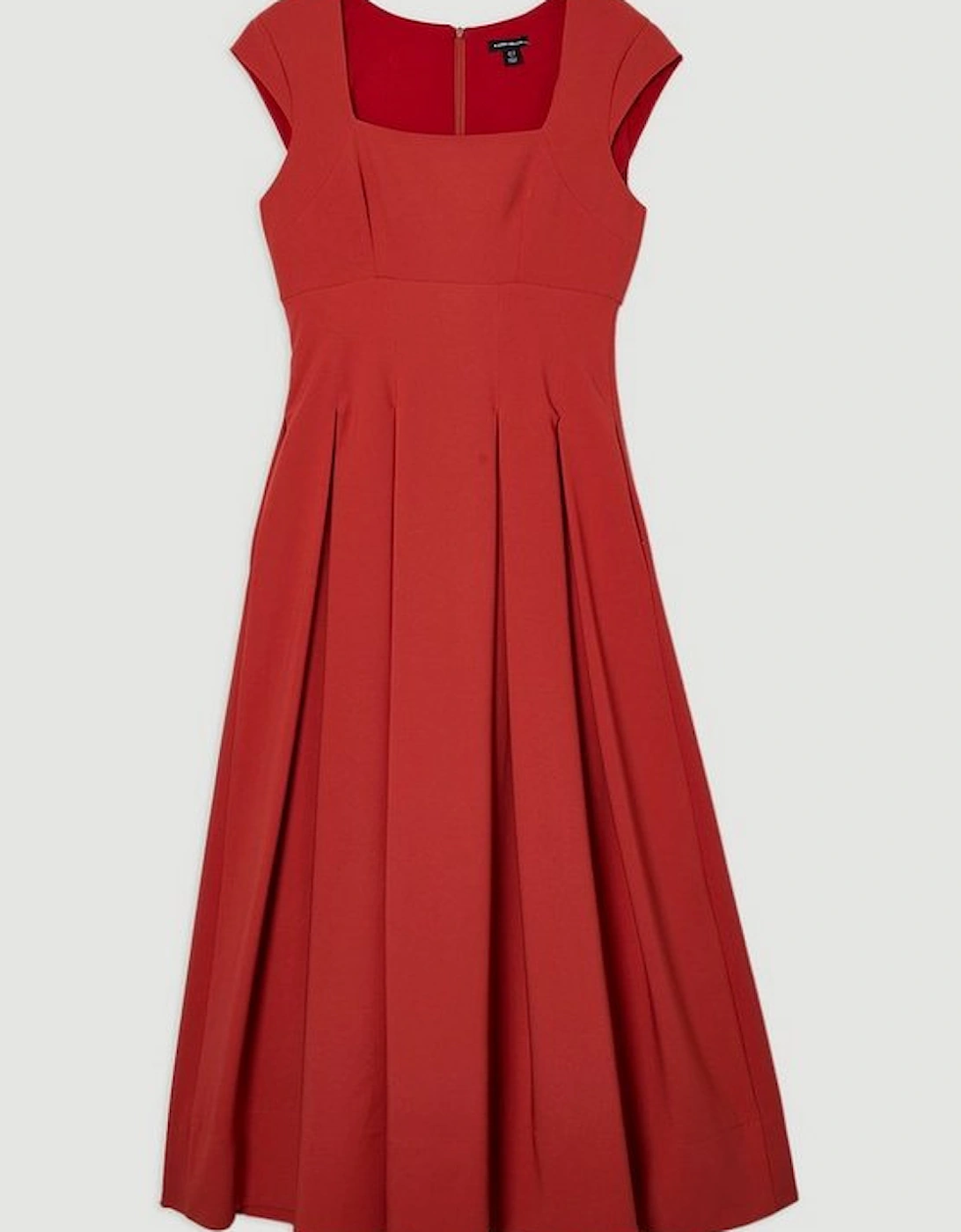 Tailored Square Neck Full Skirted Midi Dress