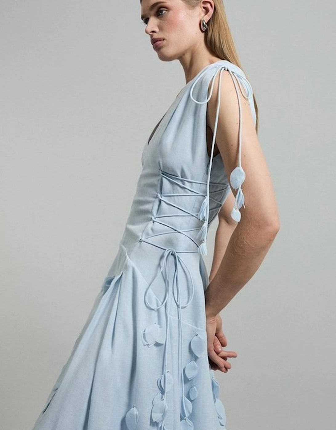 Applique Lace Up Maxi Woven Dress, 2 of 1