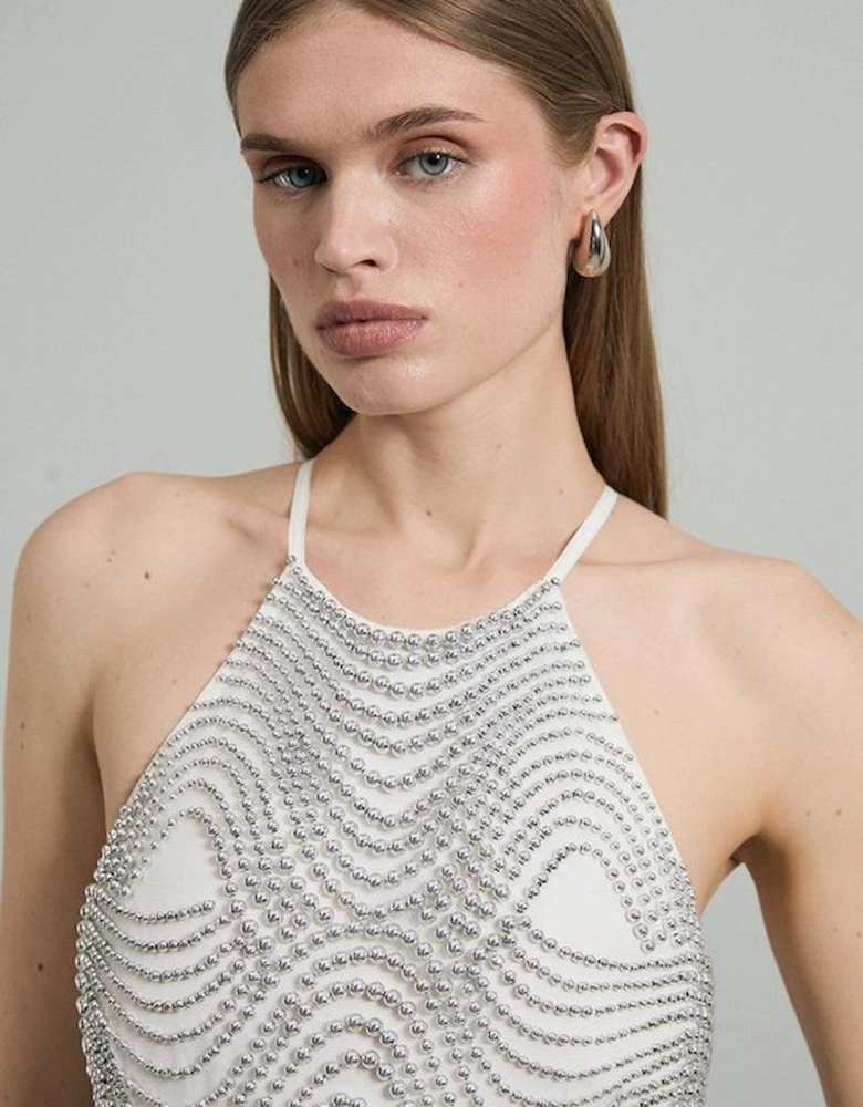Embellished Geo Halter Woven Jumpsuit