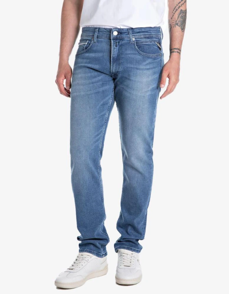Grover Straight Power Stretch Denim - Mid Blue