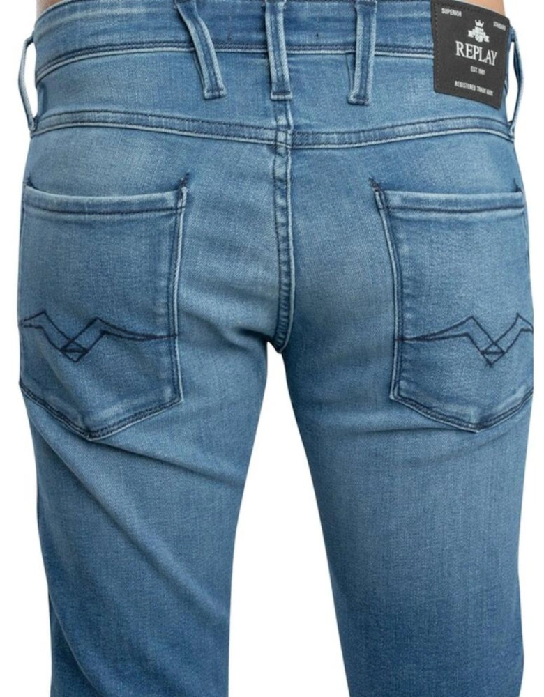 Anbass Slim Power Stretch Denim - Mid Blue