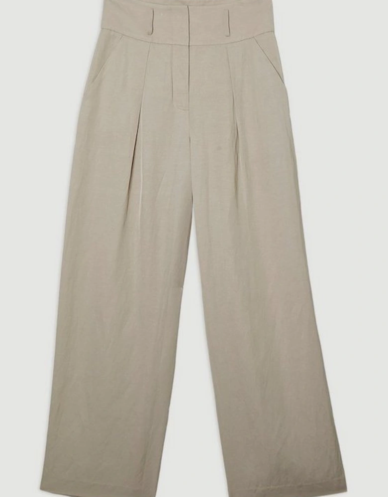 Tailored Viscose Linen Wide Leg Trouser