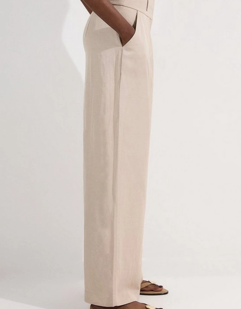 Tailored Viscose Linen Wide Leg Trouser