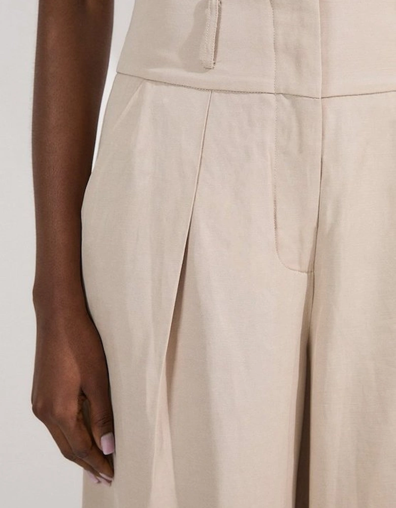Tailored Viscose Linen Wide Leg Trouser