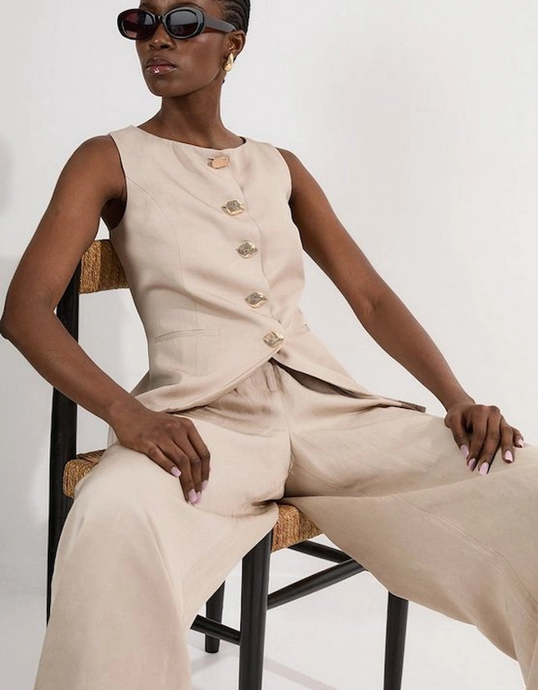 Linen Viscose Tailored Statement Button Front Waistcoat, 5 of 4