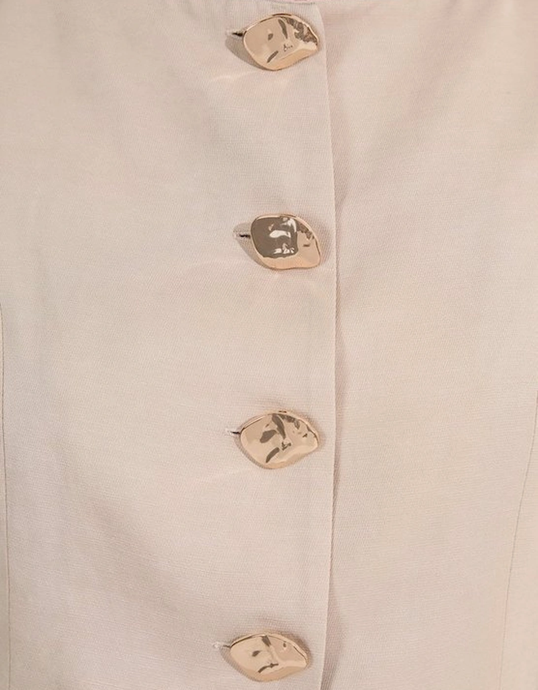 Linen Viscose Tailored Statement Button Front Waistcoat