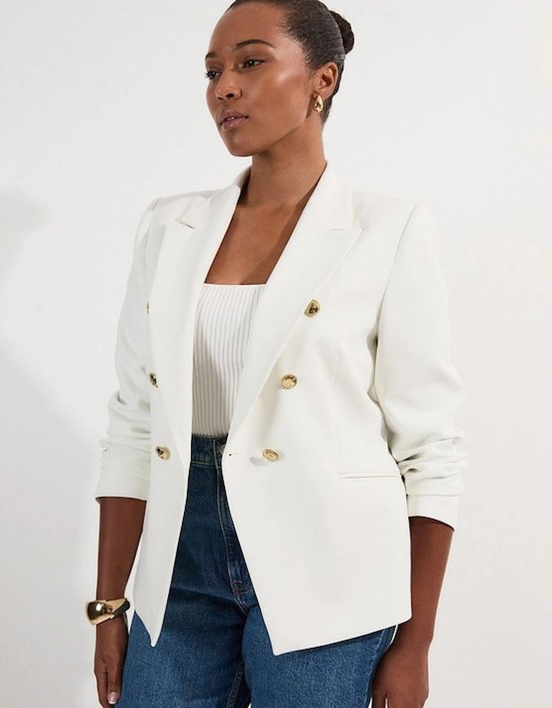 Plus Size Tailored Button Military Blazer, 2 of 1