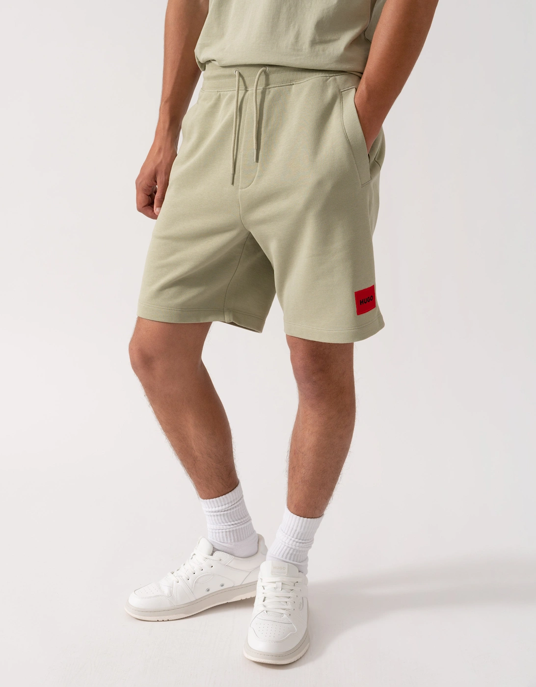 HUGO Diz222 Mens Cotton Terry Shorts with Logo Label, 2 of 1