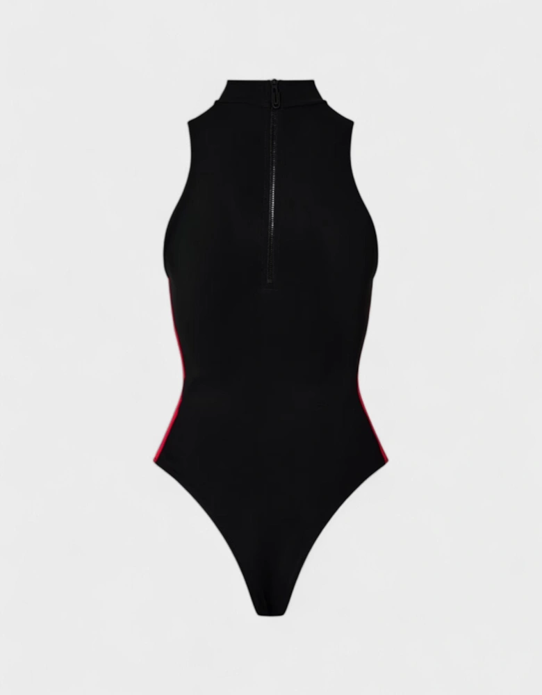 Athletic Logo Band Bodysuit Black